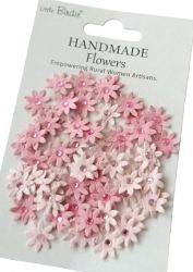 Ръчно изработени цветчета LITTLE BIRDIE Pink Passion – Розови с камъчета – 60 бр.