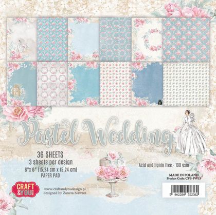 Комплект дизайнерска хартия - Pastel Wedding - 36 листа