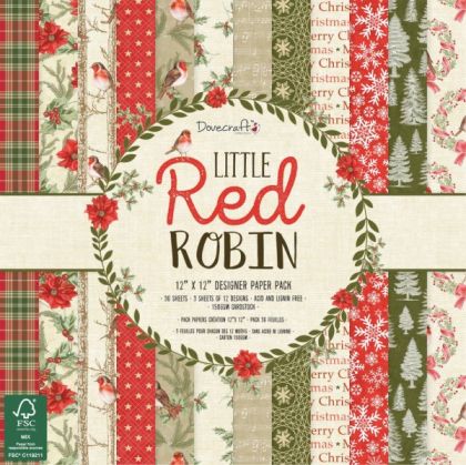 Комплект дизайнерска хартия - Little Red Robin - 36 листа