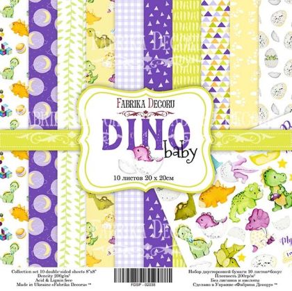 Комплект дизайнерска хартия - Dino baby - 10 двустранни листа