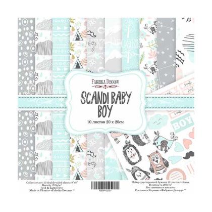Комплект дизайнерска хартия - Scandi Baby Boy - 10 двустранни листа