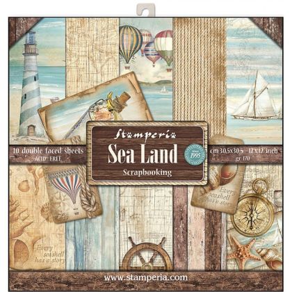Комплект дизайнерска хартия - Sea Land - 10 двустранни листа