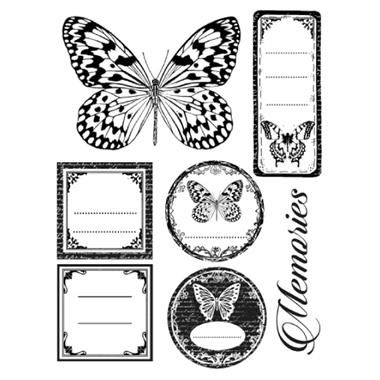 Комплект гумени печати - High Definition Stamps - Butterflies and tags - 7бр.