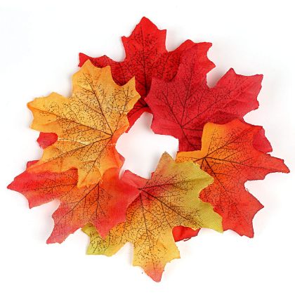 Комплект есенни листа- Оранжево-червено-зелено - 25 бр.