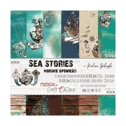 Комплект дизайнерска хартия -SEA STORIES - 6 двустранни листа