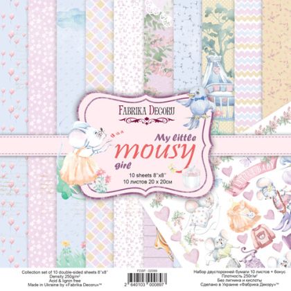 Комплект дизайнерска хартия - MY LITTLE MOUSY GIRL - 10 двустранни листа