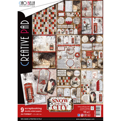 Комплект дизайнерска хартия - SNOW AND THE CITY - 9 листа