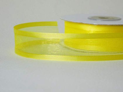 Панделка органза - Слънчево жълто - 2,50 см - 22.8м.