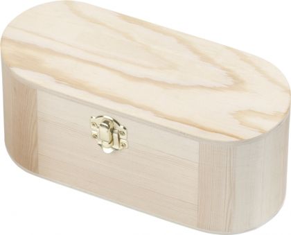 Дървена кутия с метална закопчалка - Овал - 20,00 х 8,50 х 8,50 см