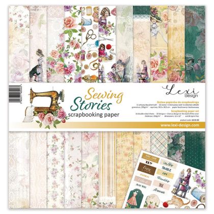 Комплект дизайнерска хартия - Sewing stories - 11 листа