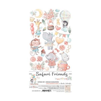 Комплект дизайнерска хартия с елементи за изрязване - SAFARI FRIENDS GIRL - 18 листа