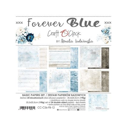 Комплект дизайнерска хартия - FOREVER BLUE Basic - 24 листа