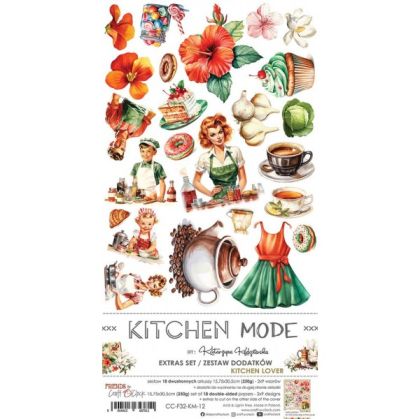 Комплект дизайнерска хартия с елементи за изрязване - KITCHEN MODE LOVER - 18 листа