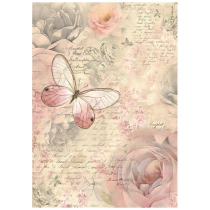 Фина оризова хартия за декупаж 21 x 29.7 cm. - SHABBY ROSE