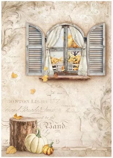 Фина оризова хартия за декупаж 21 x 29.7 cm. - Golden Harmony window