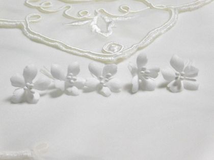 Ръчно изработени цветя от плат - Мини Бяло - 5 бр.