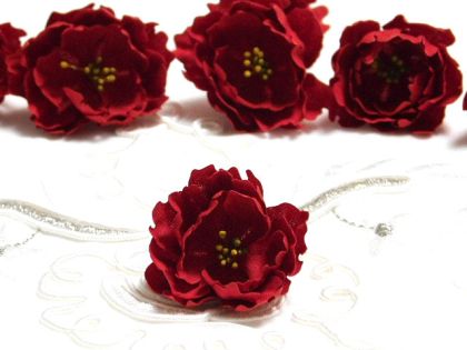 Ръчно изработени цветя от плат - Червено - 1 бр.