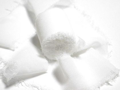 Панделка Ретро Копринен Шифон - White - 4 см / 5.00 м.