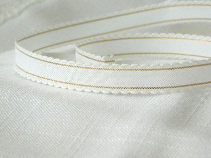 Панделка - Бял фестон със златно ламе - 1,00 м.