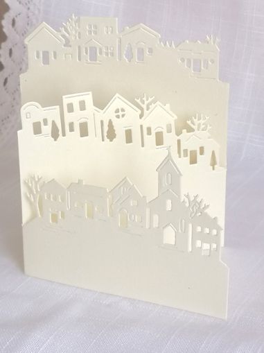 Заготовка за картичка Zig-ZAg 3 - Бяло злато перла - Зимен град - 1 бр.