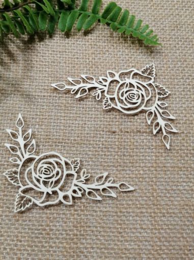 Ъгъл Голям - Роза и клонки - 6,50 х 8,50 см - 2 бр.