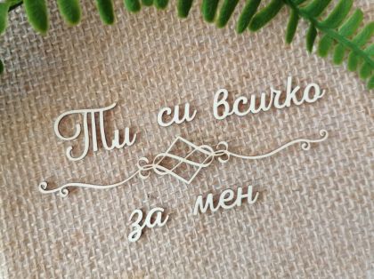 Надпис с орнамент - Ти си всичко за мен - 2 комплекта