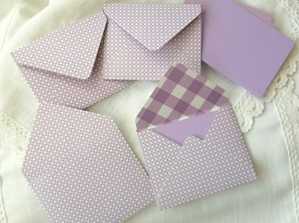 Комплект пликове с вложки - Лилаво каре - 8,50 х 10,50 см - 4 бр.