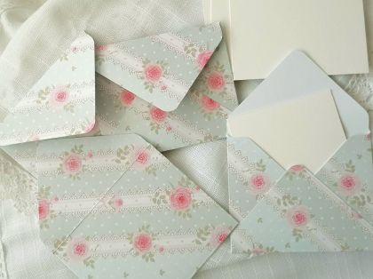 Комплект пликове с вложки - Vingade Зелено рози - 8,50 х 10,50 см - 4 бр.