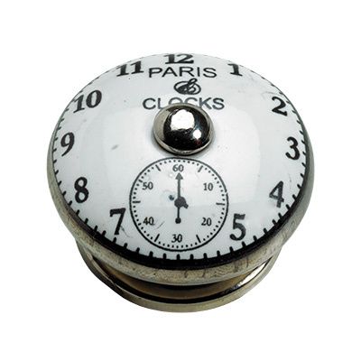 Дръжка - Керамична Ретро часовник Бяло - Ø 40 x 36 mm