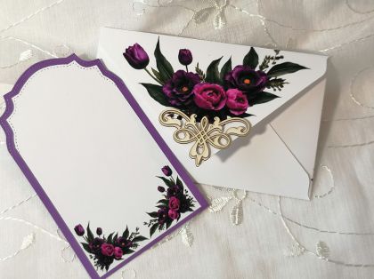 Комплект плик с вложка - Тъмно лилаво Лалета  - 15,70 х 10,00 см