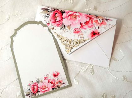 Комплект плик с вложка - Блестящо Розово - 15,70 х 10,00 см