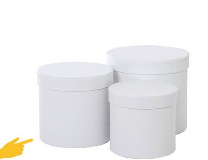 Цилиндрична / кръгла кутия за декорация - Бяло - Ø 17,50 х 16,50 см