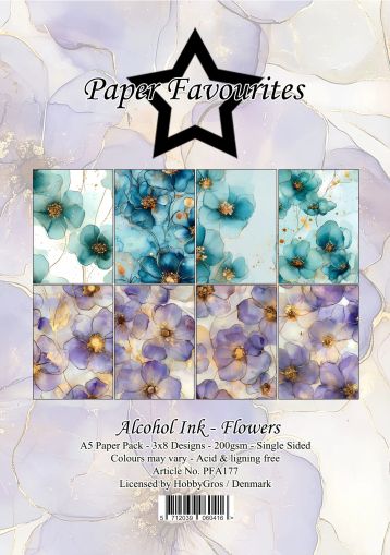 Дизайнерска хартия - Alcohol Ink Flowers - 15,00 х 21,00  см - 24 листа
