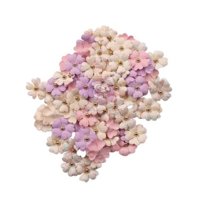 Ръчно изработени цветя за картички и скрапбук - Пастелни цветове - 90 бр.