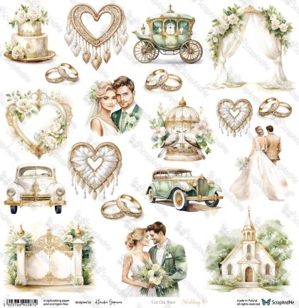 Дизайнерскa хартия - White Roses – Wedding 8 - 1 лист