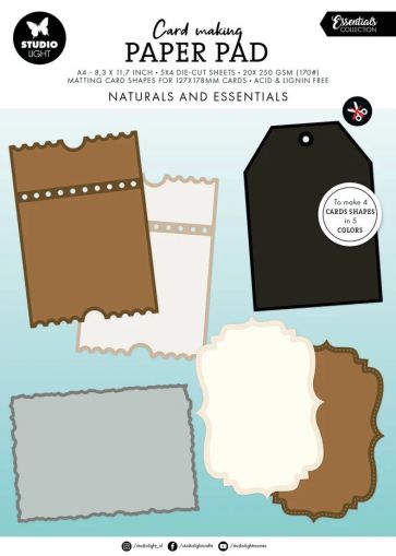 Комплект с базисни форми за основи на картички 17,80 х 12,70 см - Naturals and Essentials - А4 - 20 листа