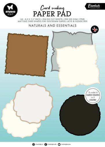Комплект с базисни форми за основи на картички 15,20 х 15,20 см - Naturals and Essentials - А4 - 20 листа