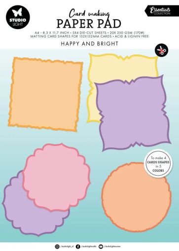 Комплект с базисни форми за основи на картички 15,20 х 15,20 см - Happy and Bright - А4 - 20 листа