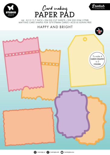 Комплект с базисни форми за основи на картички 12,70 х 17,80 см - Happy and Bright - А4 - 20 листа