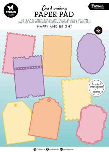 Комплект с базисни форми за основи на картички 10,5 х 14,80 см - Happy and Bright - А4 - 20 листа