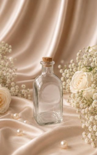 Стъклена бутилка с коркова тапа - 5,00 х 5,00 х 11,00 см 