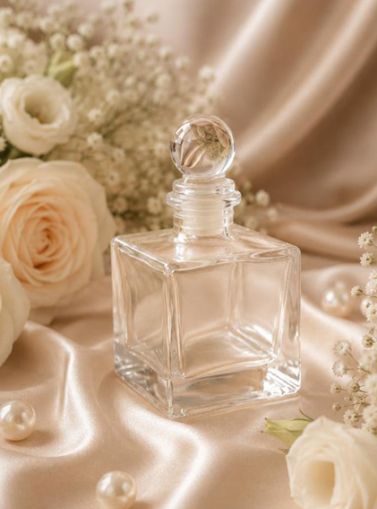 Елегантна стъклена бутилка със стъклена тапа - 4,50 х 4,50 х 9,00