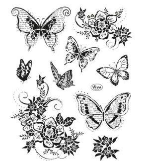 Силиконови печати - Flowers & Butterflies II - 9бр.