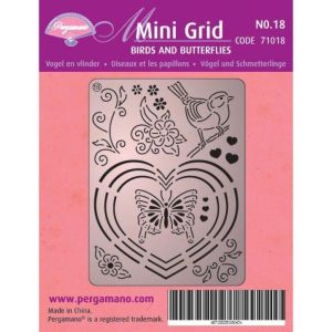 Шаблон за пергамано - Mini Grid - Birds and Butterflies - №18
