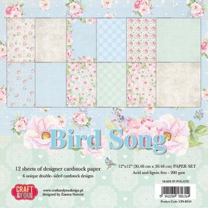 Комплект дизайнерска хартия - Bird Song - 12 двустранни листа