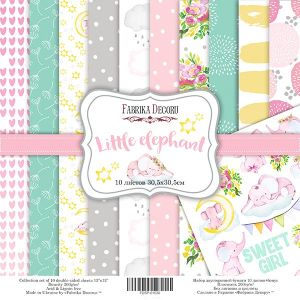Комплект дизайнерска хартия - Little Elephant - 10 двустранни листа
