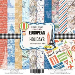 Комплект дизайнерска хартия - European Holidays - 10 двустранни листа