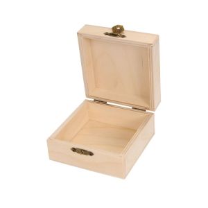 Дървена кутия с метална закопчалка - 10,00 х 10,00 х 5,20 см