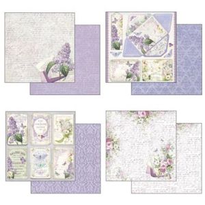 Комплект дизайнерска хартия - Lilac Flowers - 10 двустранни листа
