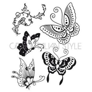 Комплект гумени печати - Butterflies - 5бр.